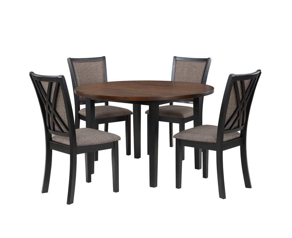 POTOMAC 48" ROUND DINING TABLE & 4 CHAIRS-BROWN/BLACK