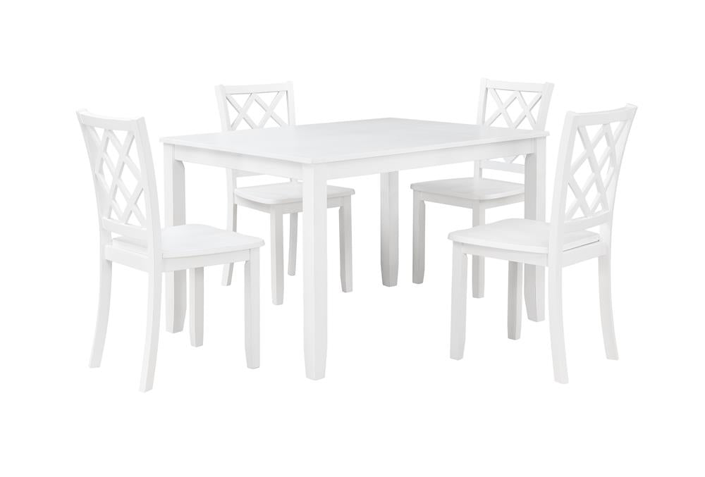 TRELLIS 5 PC DINING SET, TABLE & 4 CHAIRS -  WHITE