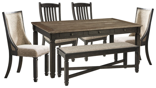 Tyler Creek Dining Table and 4 Chairs and Bench - PKG000213