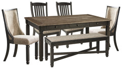 Tyler Creek Dining Table and 4 Chairs and Bench - PKG000213
