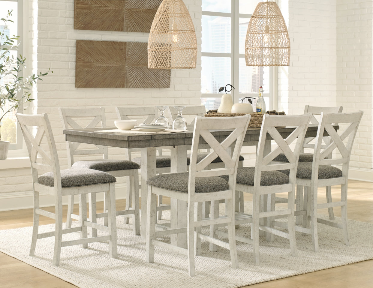 Brewgan Counter Height Dining Table and 8 Barstools