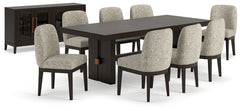 Burkhaus Dining Table and 8 Chairs with Storage - PKG013373