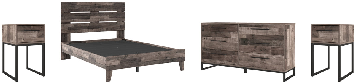 Neilsville Queen Platform Bed with Dresser and 2 Nightstands - PKG009086