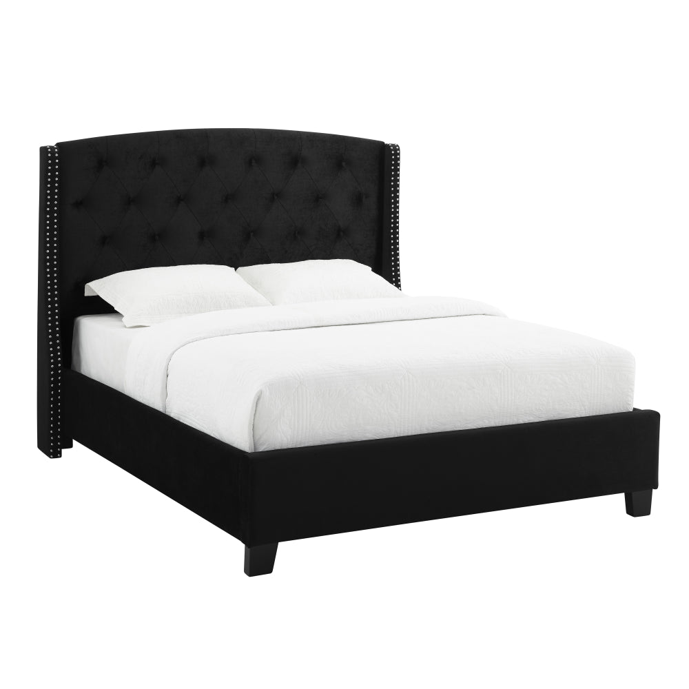 EVA KING HEADBOARD/FOOTBOARD -BLACK, EVA KING/ RAIL - BLACK