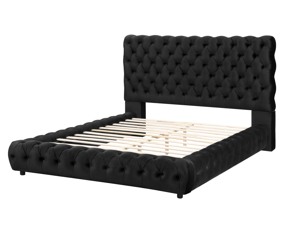 FLORY K. HEADBOARD/FOOTBOARD -BLACK, FLORY KING/ RAIL - GREY