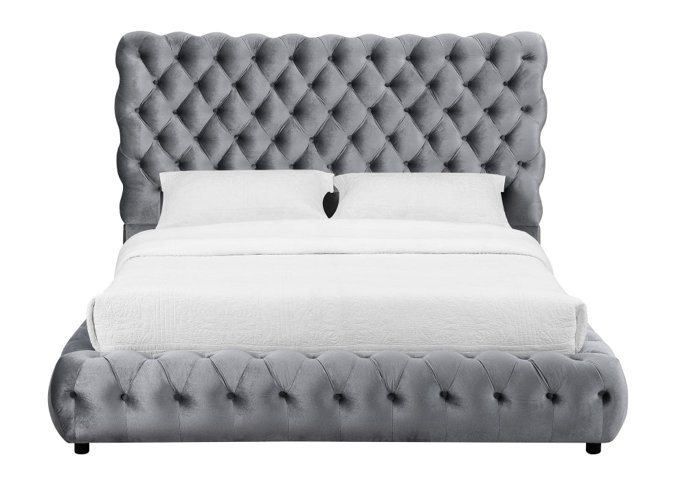 FLORY Q. HEADBOARD/FOOTBOARD -GREY, FLORY /QUEEN RAIL - BLACK