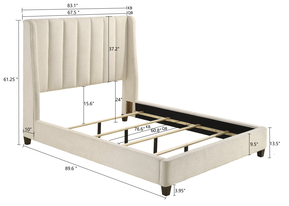 AGNES KING/QUEEN BOUCLE RAIL WHITE, AGNES QUEEN HB/FB BOUCLE WHITE, AGNES /QUEEN BOUCLE RAIL WHITE