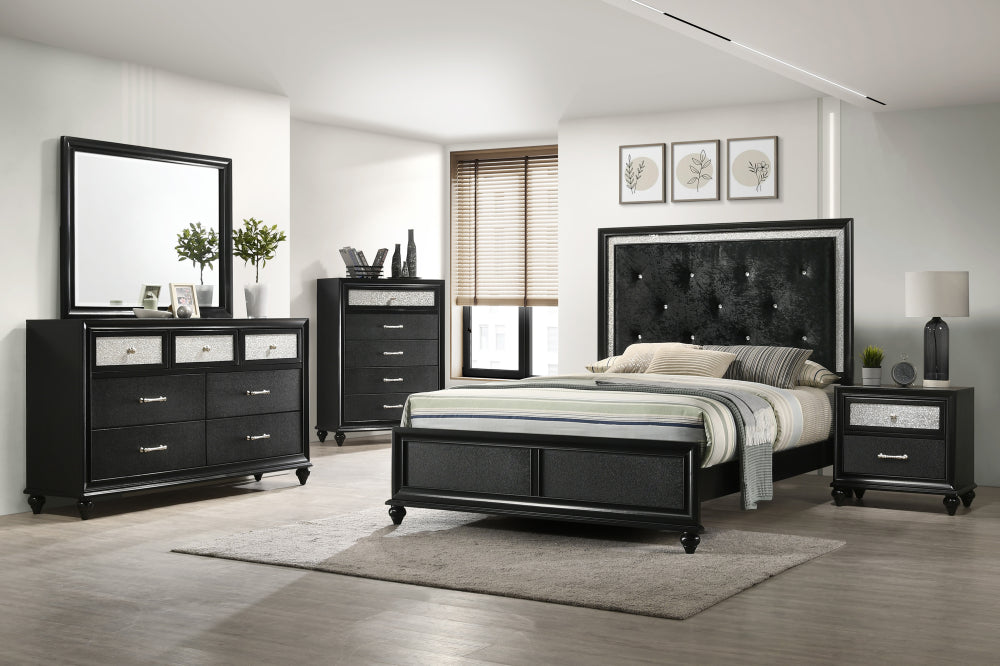 LILA QUEEN HEADBOARD/FOOTBOARD BLK, LILA /QUEEN RAIL BLACK