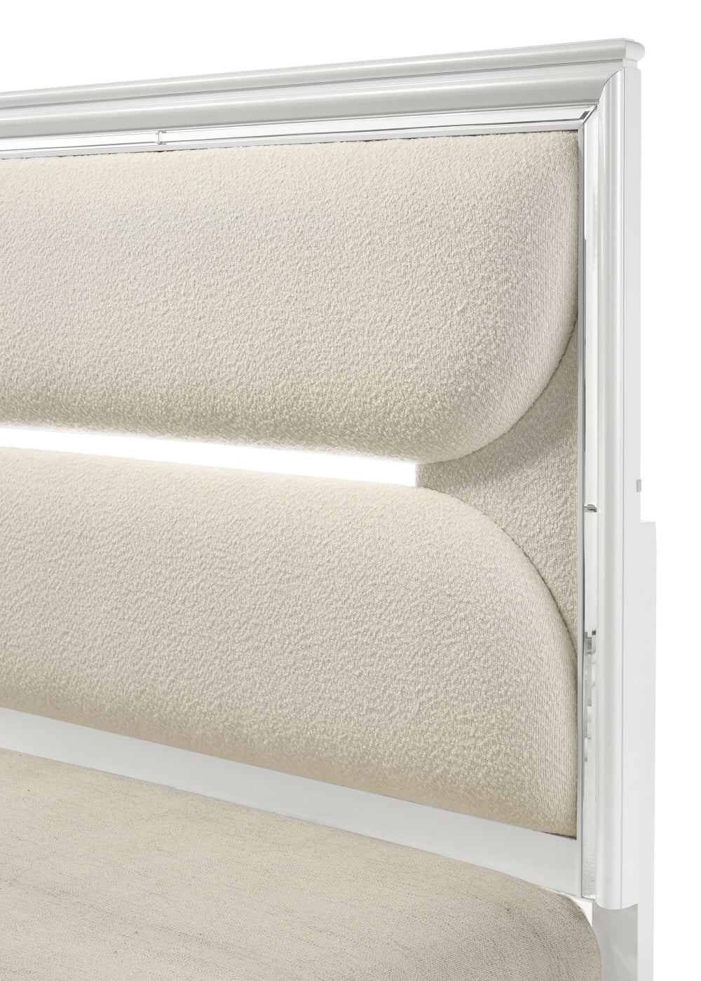 EDEN QUEEN LED HEADBOARD BOUCLE, EDEN QUEEN FOOTBOARD W/SLAT, EDEN /QUEEN RAIL