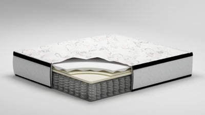 Chime 12 Inch Hybrid Queen Mattress in a Box with Bellaby Queen Crossbuck Panel Bed