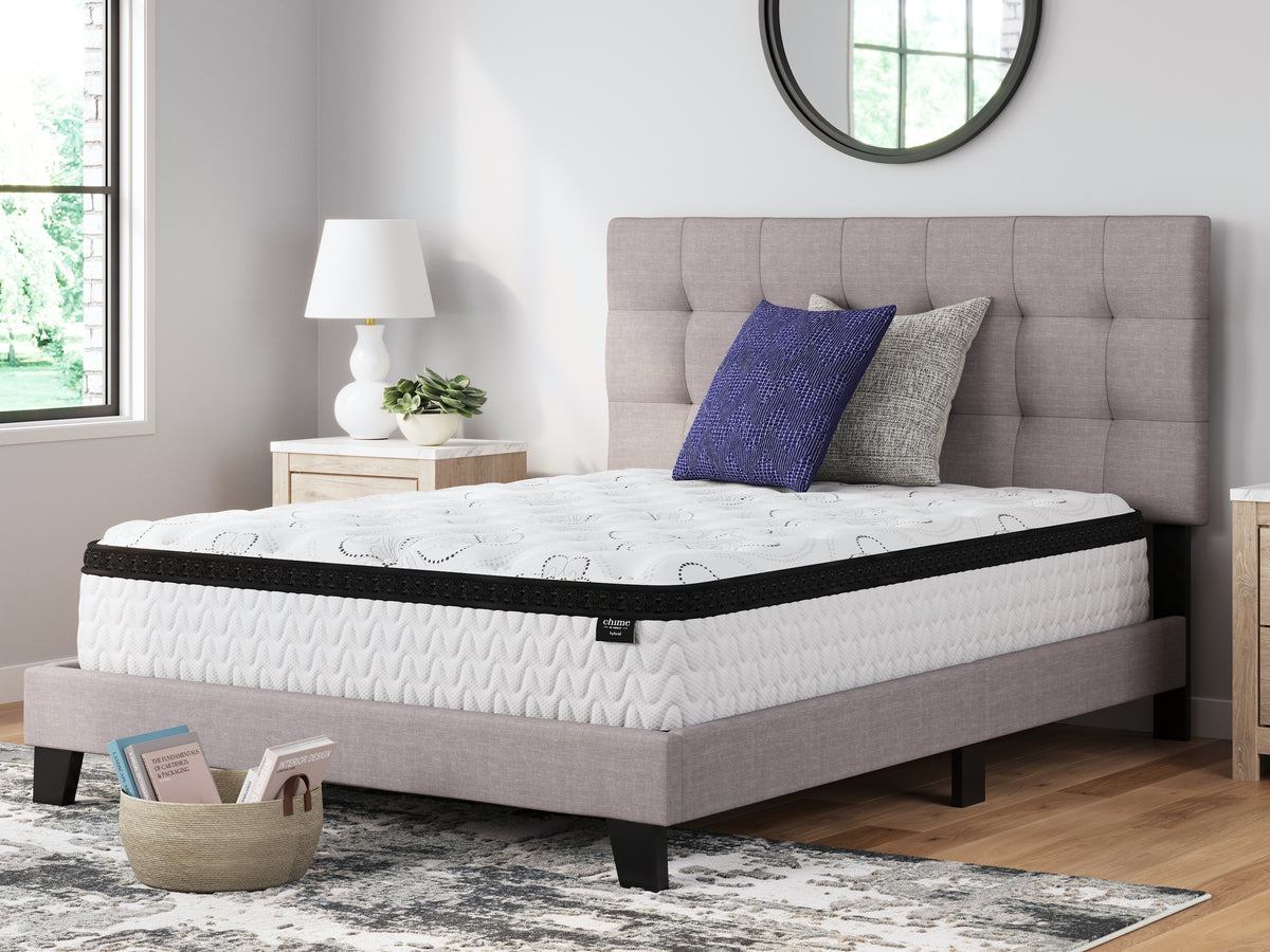 Chime 12 Inch Hybrid Queen Mattress in a Box with Head-Foot Model Best Queen Adjustable Base