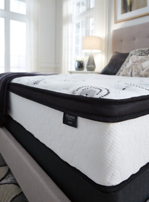 Chime 12 Inch Hybrid Queen Mattress in a Box with Bellaby Queen Crossbuck Panel Bed