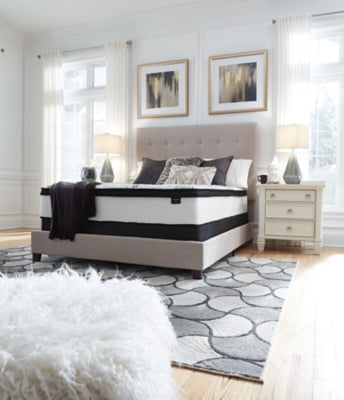 Chime 12 Inch Hybrid Queen Mattress in a Box with Bellaby Queen Crossbuck Panel Bed