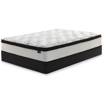 Chime 12 Inch Hybrid Queen Mattress in a Box with Bellaby Queen Crossbuck Panel Bed