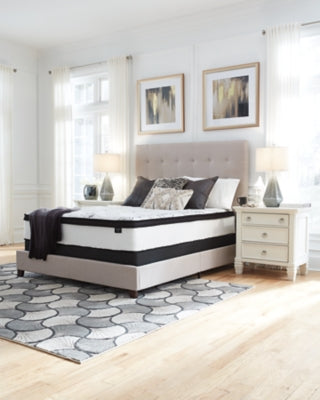 Chime 12 Inch Hybrid Queen Mattress in a Box with Bellaby Queen Crossbuck Panel Bed