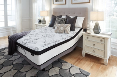 Chime 12 Inch Hybrid Queen Mattress in a Box with Bellaby Queen Crossbuck Panel Bed