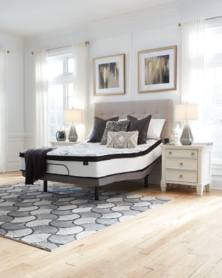 Chime 12 Inch Hybrid Queen Mattress in a Box with Bellaby Queen Crossbuck Panel Bed