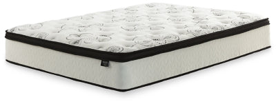 Chime 12 Inch Hybrid Queen Mattress in a Box with Bellaby Queen Crossbuck Panel Bed