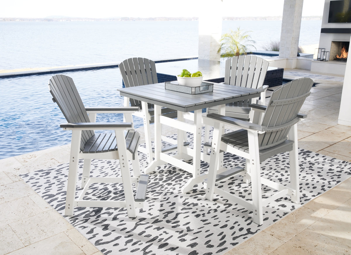 Transville Outdoor Counter Height Dining Table and 4 Barstools - PKG013814