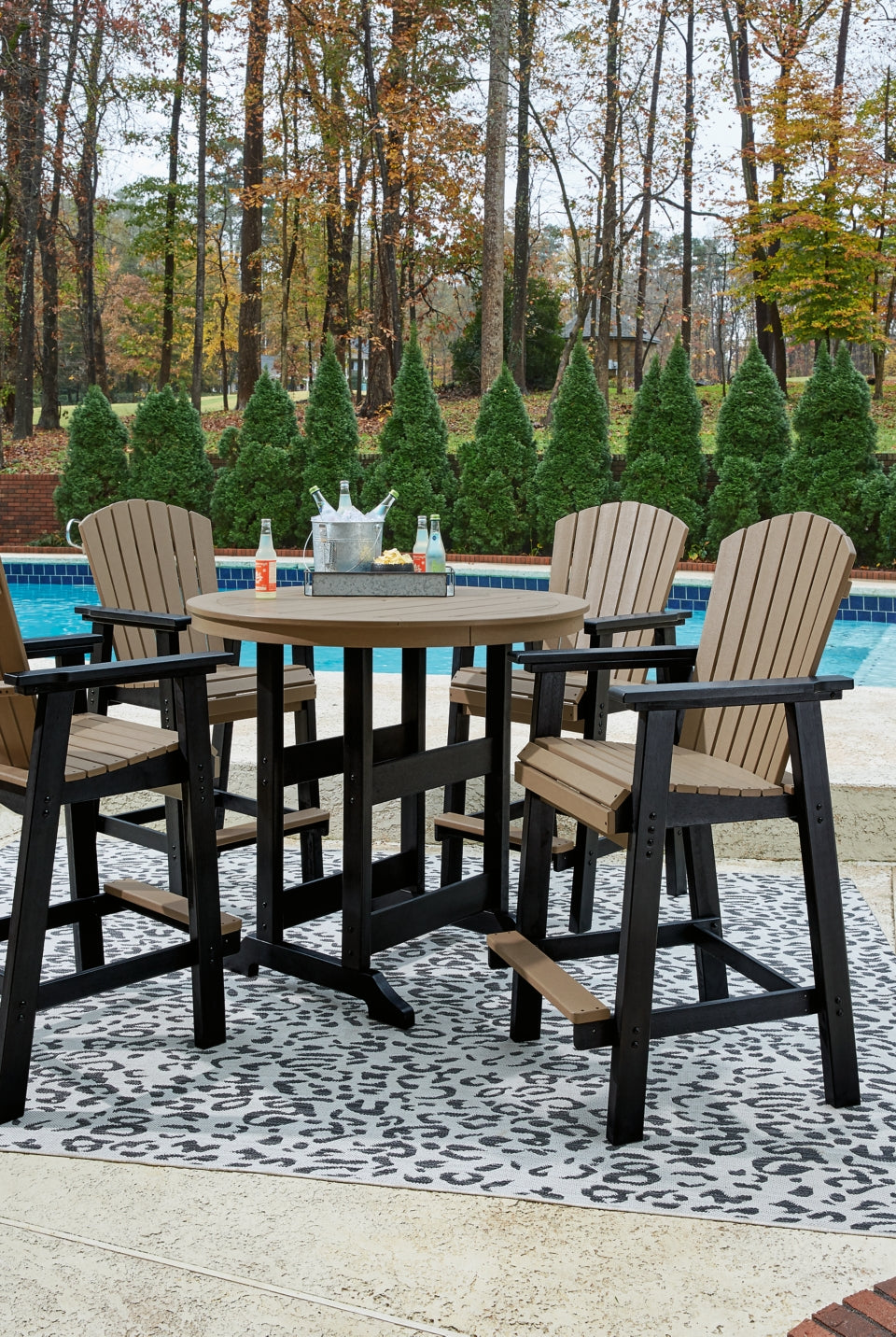 Fairen Trail Outdoor Bar Table and 4 Barstools - PKG009513