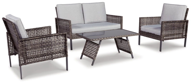 Lainey Outdoor Love/Chairs/Table Set (Set of 4)