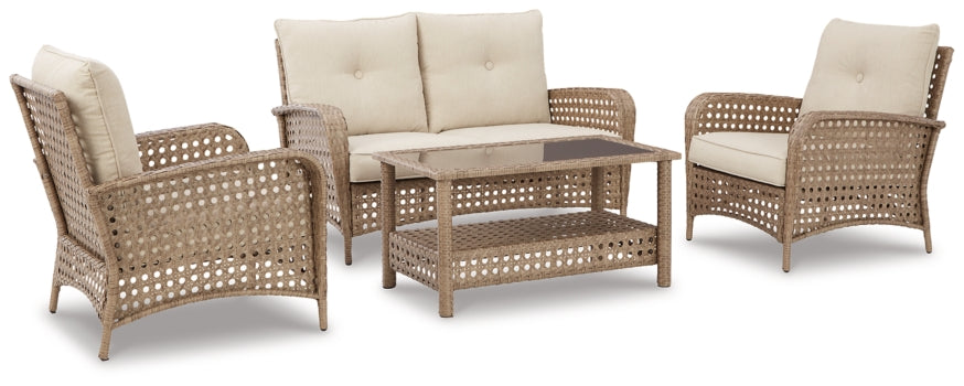 Braylee Outdoor Loveseat, 2 Lounge Chairs and Coffee Table