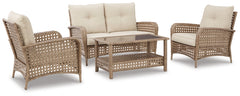 Braylee Outdoor Loveseat, 2 Lounge Chairs and Coffee Table