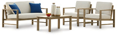 Fynnegan Outdoor Loveseat, 2 Lounge Chairs and Coffee Table