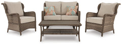Clear Ridge Outdoor Loveseat and 2 Chairs with Coffee Table