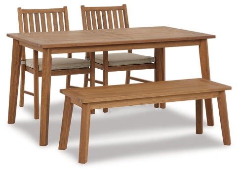 Janiyah Outdoor Dining Table and 2 Chairs and Bench - PKG013834