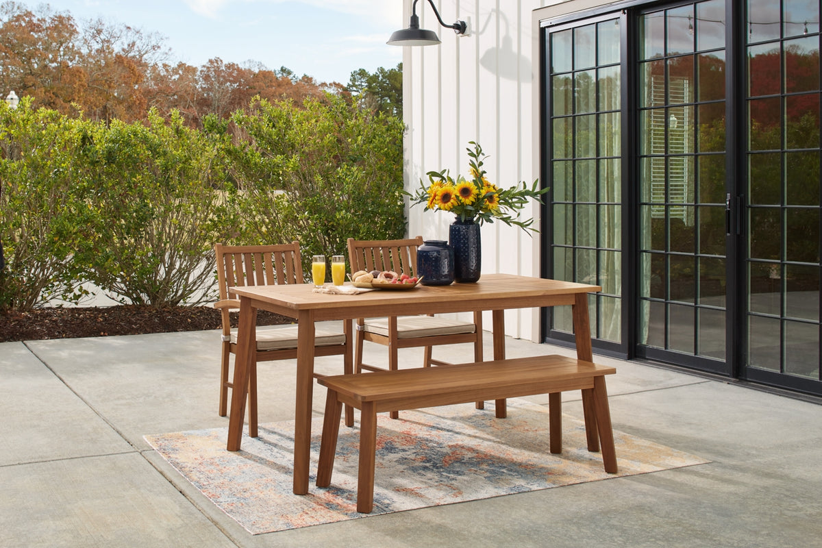 Janiyah Outdoor Dining Table and 2 Chairs and Bench - PKG013834