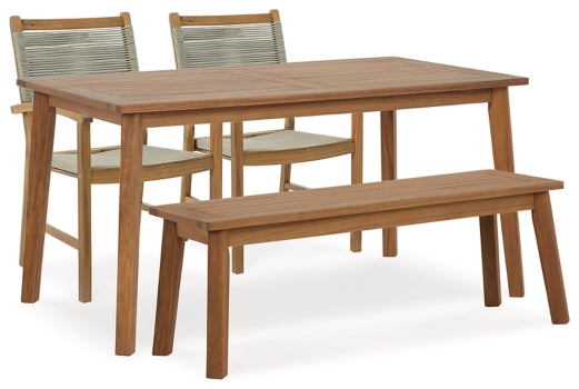 Janiyah Outdoor Dining Table and 2 Chairs and Bench - PKG015463