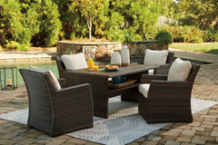 Paradise Trail Outdoor Loveseat and 2 Lounge Chairs with Fire Pit Table