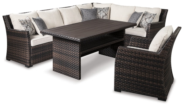 Easy Isle 3-Piece Outdoor Sofa Sectional with Lounge Chair and Table