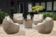 Malayah Outdoor Fire Pit Table and 4 Chairs - PKG015404