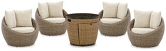 Malayah Outdoor Fire Pit Table and 4 Chairs - PKG015404
