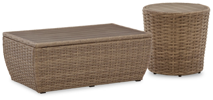 Sandy Bloom Outdoor Coffee Table with End Table