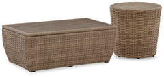 Sandy Bloom Outdoor Coffee Table with End Table