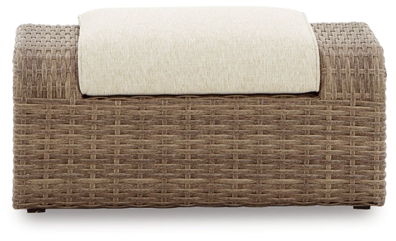 Sandy Bloom Outdoor Ottoman with Cushion