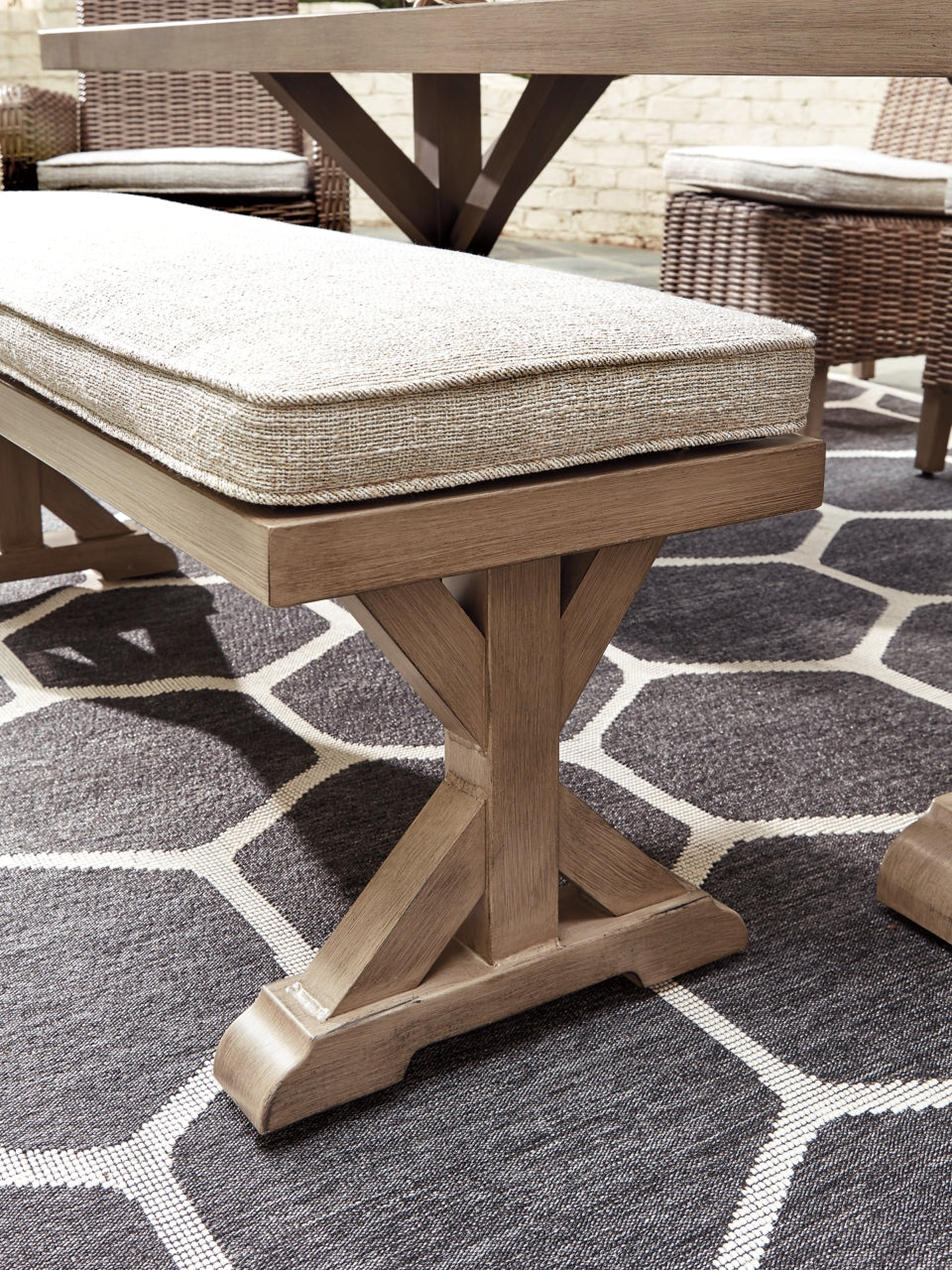Beachcroft Outdoor Dining Table and 4 Chairs and Bench - PKG000284