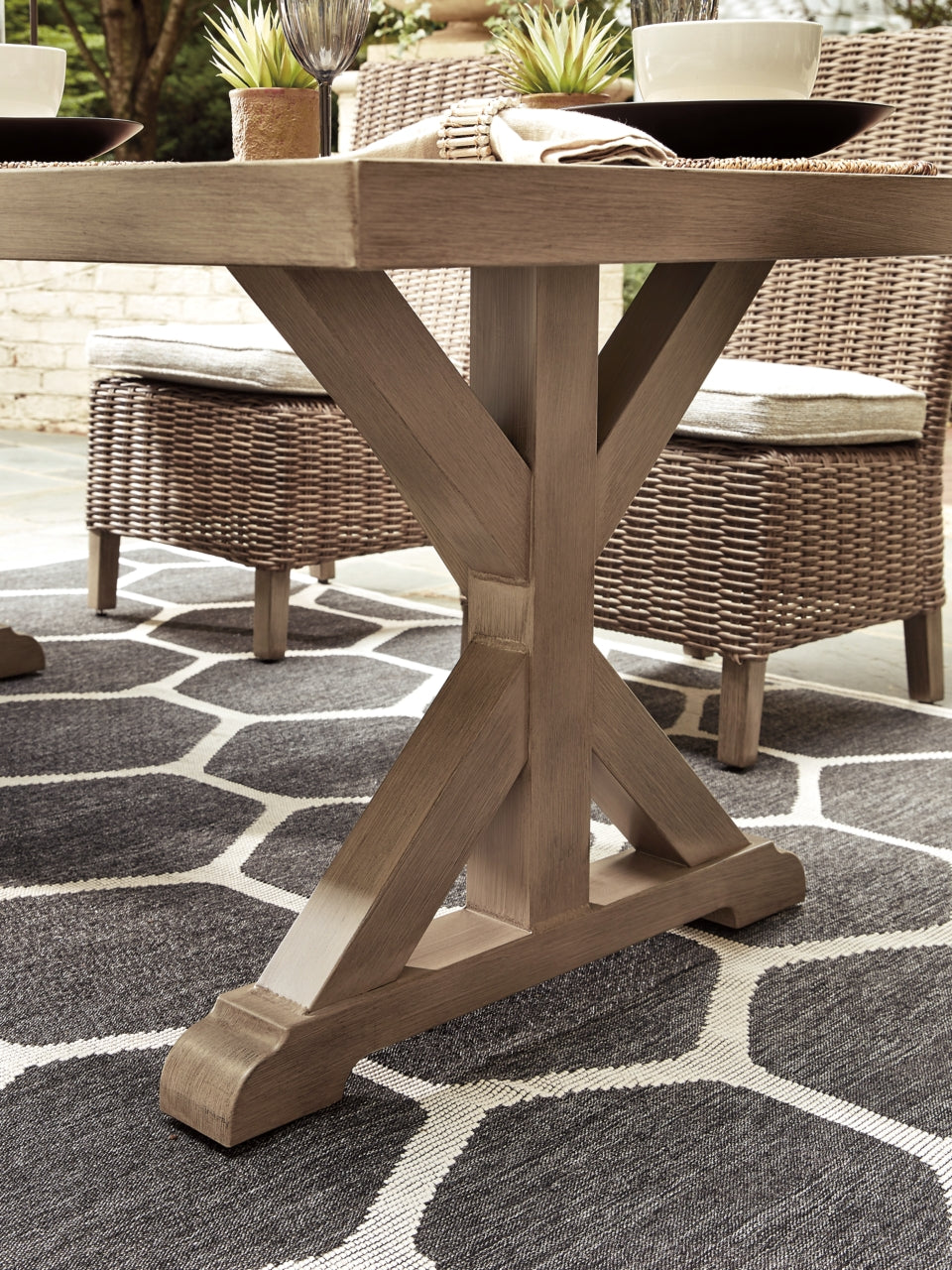 Beachcroft Outdoor Dining Table and 4 Chairs and Bench - PKG000284