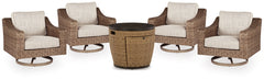 Malayah Outdoor Fire Pit Table and 4 Chairs - PKG015411
