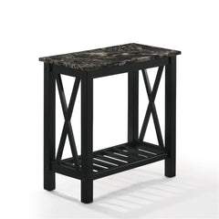 EDEN CHAIRSIDE TABLE-BLACK W/FAUX MARBLE TOP