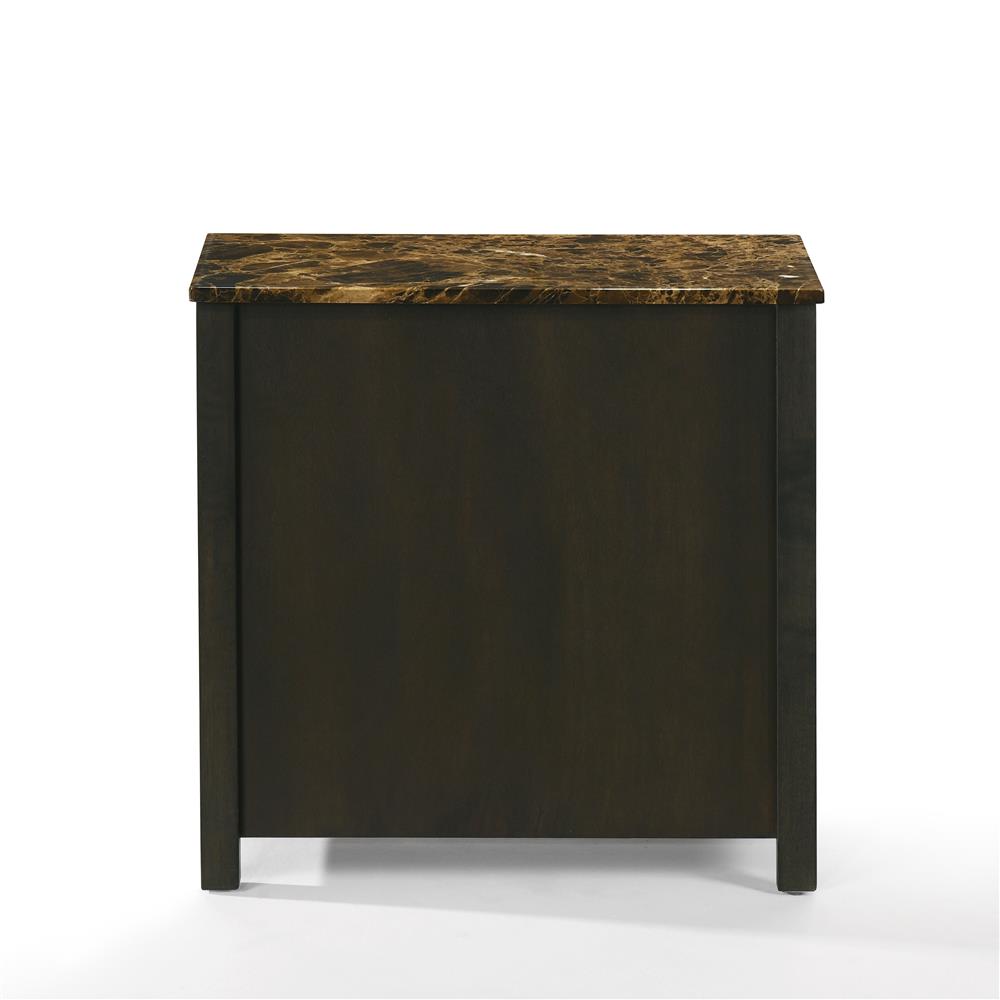 SAMSON END TABLE W/DRWR-ESPRESSO W/FAUX MARBLE TOP