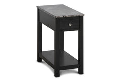 NOAH END TABLE WITH DRAWER-BLACK W/ FAUX MARBLE TOP