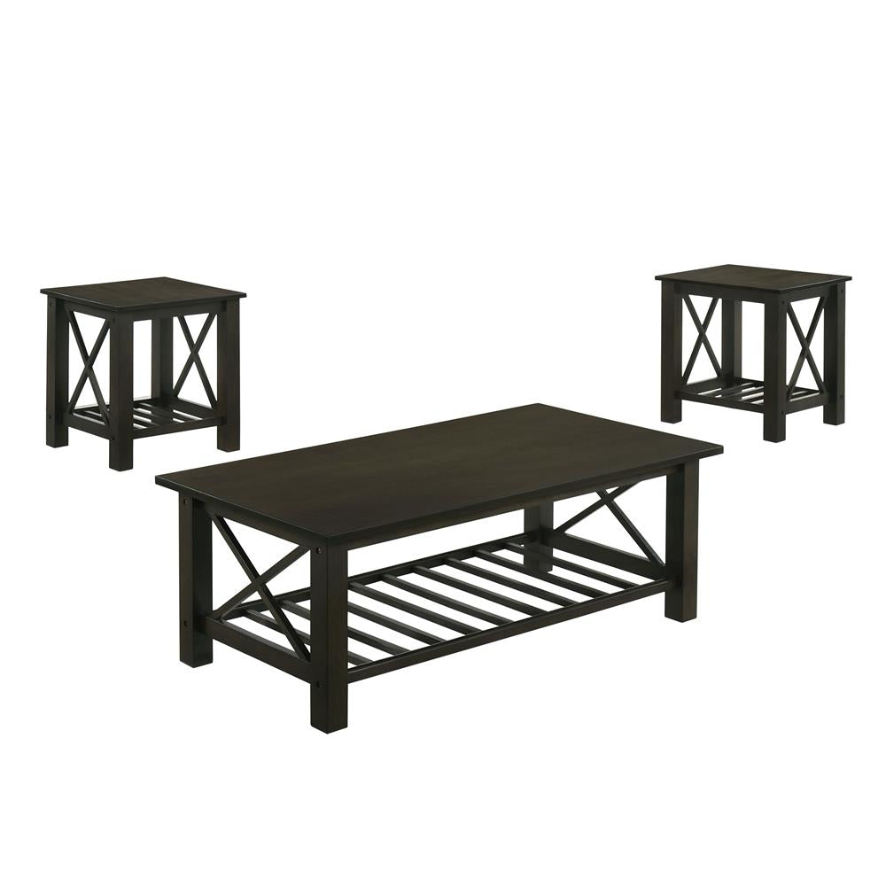 VESTA COFFEE TABLE & 2 END TABLE SET-ESPRESSO