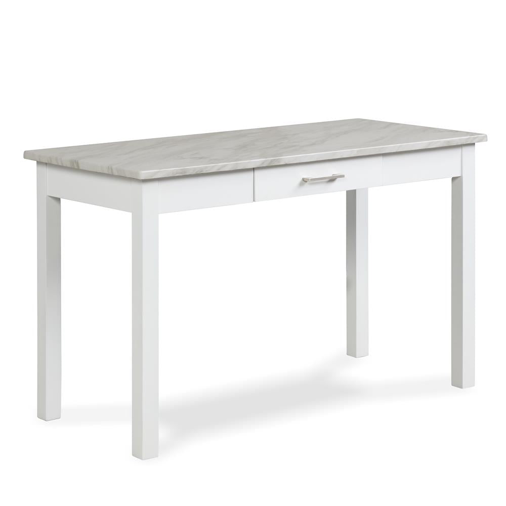 CELESTE DESK W/WHITE/GRAY FAUX MARBLE TOP-WHITE  BASE