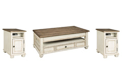Realyn Coffee Table and 2 Chairside End Tables