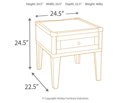 Todoe End Table with USB Ports & Outlets - The Bargain Furniture