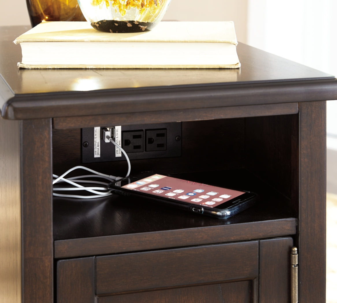 Barilanni Chairside End Table with USB Ports & Outlets - The Bargain Furniture
